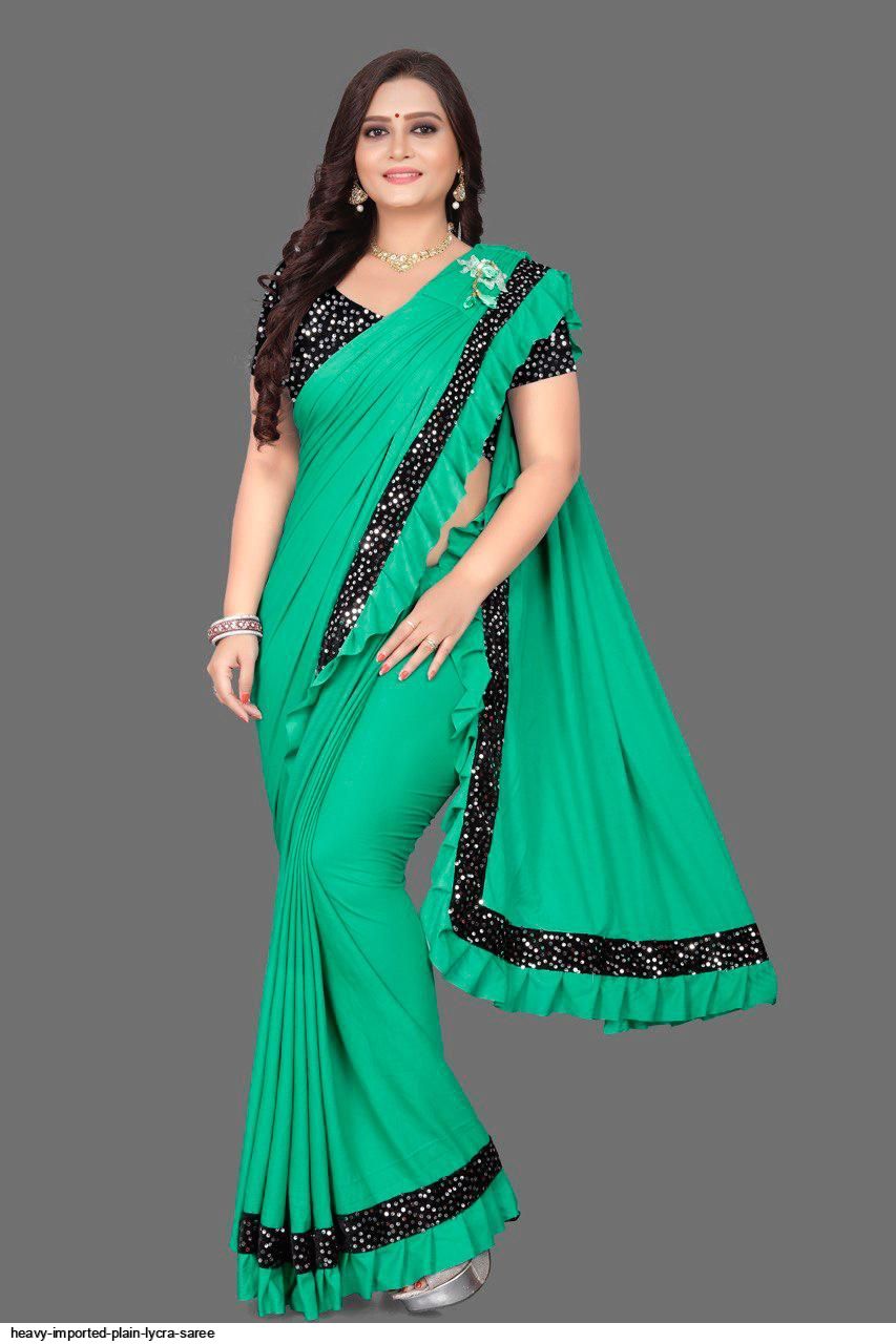 Heavy Imported Plain Lycra Saree