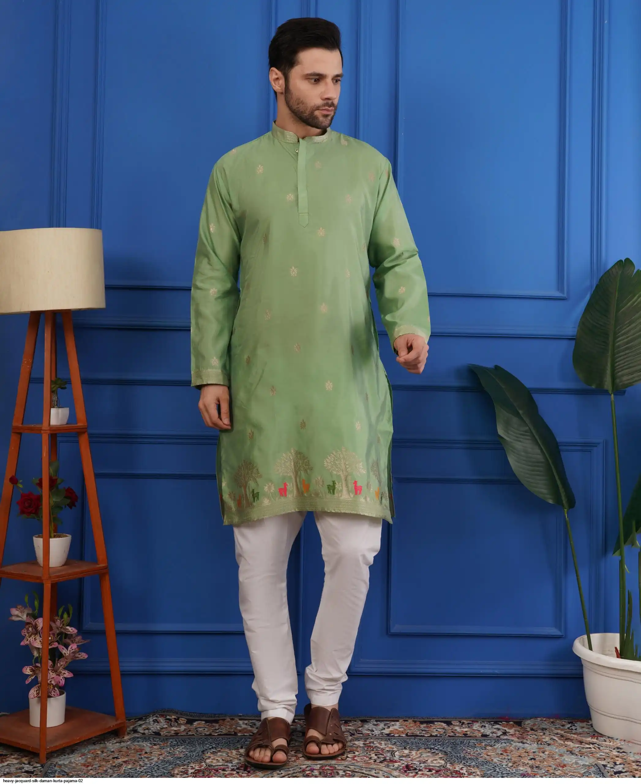 HEAVY JACQUARD SILK DAMAN KURTA PAJAMA 02