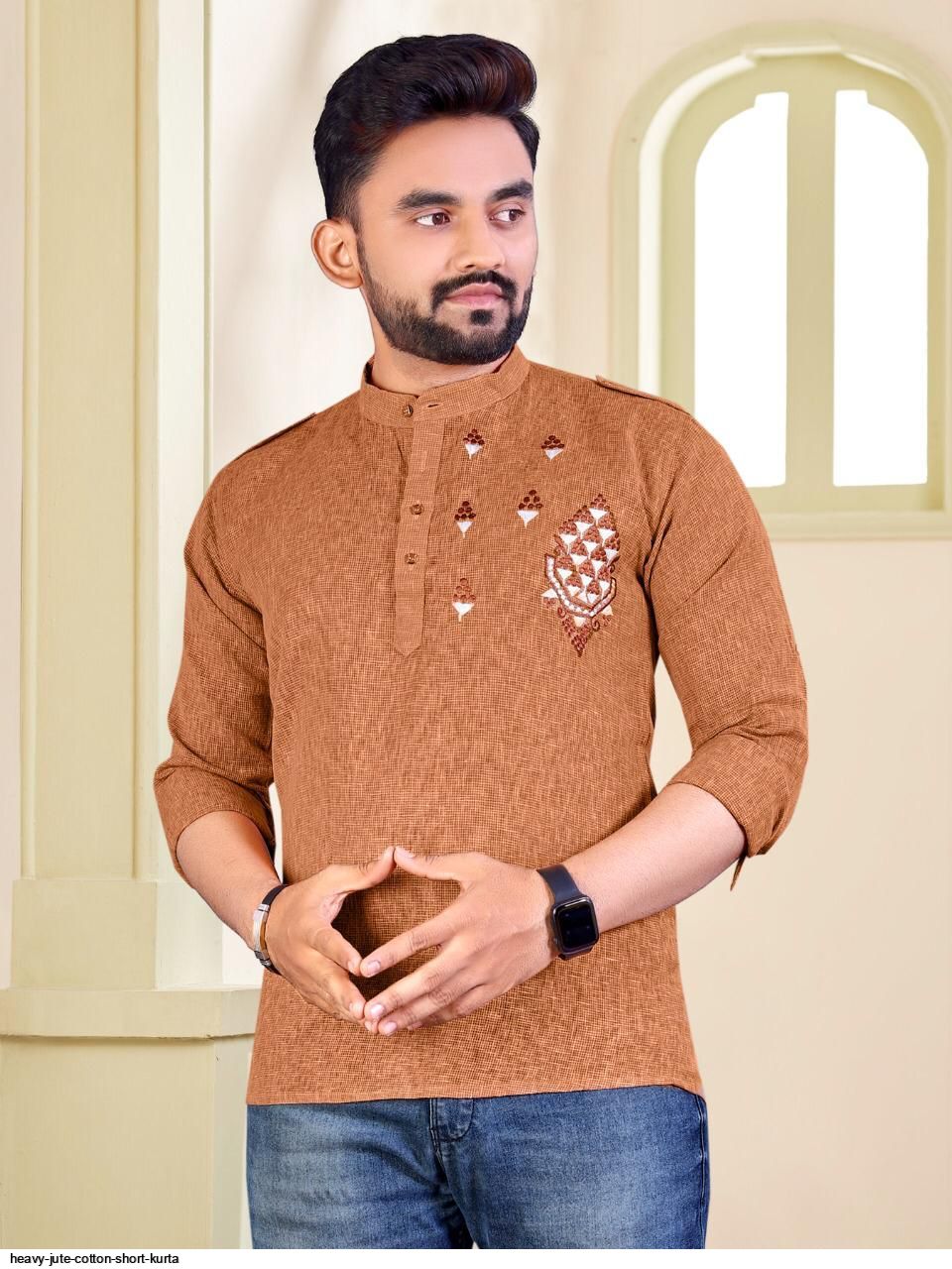 HEAVY JUTE COTTON SHORT KURTA D