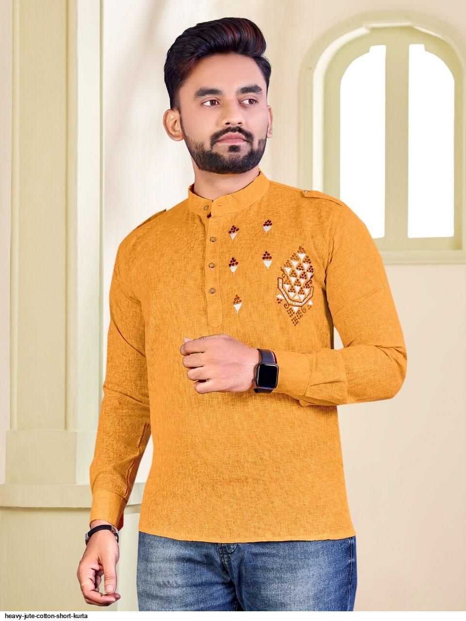 HEAVY JUTE COTTON SHORT KURTA C