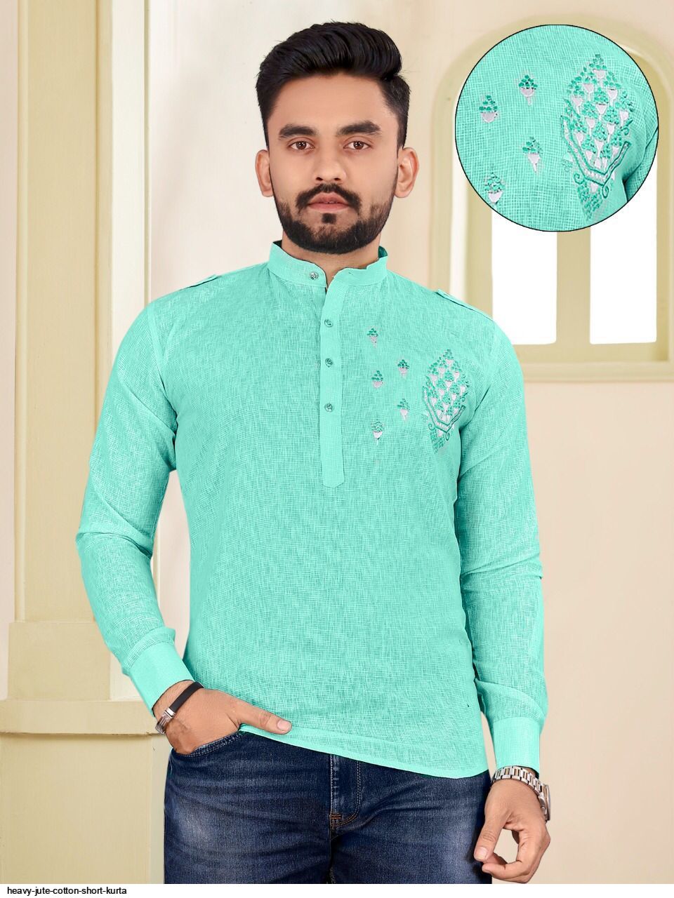 HEAVY JUTE COTTON SHORT KURTA F