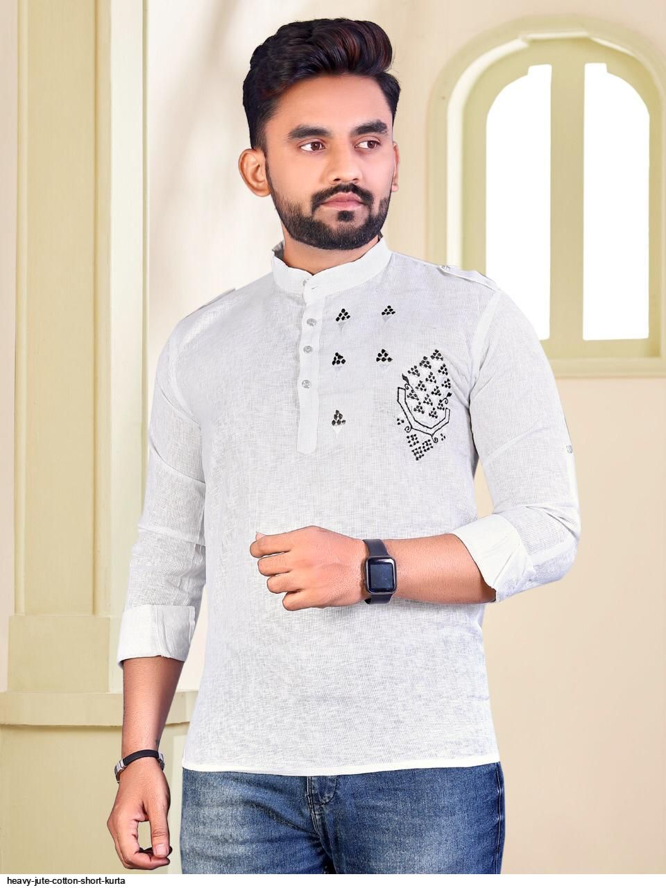 HEAVY JUTE COTTON SHORT KURTA B