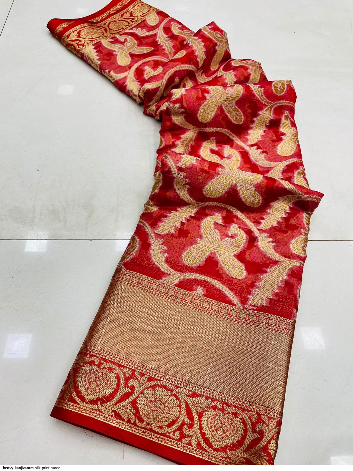 HEAVY KANJIVARAM SILK PRINT SAREE