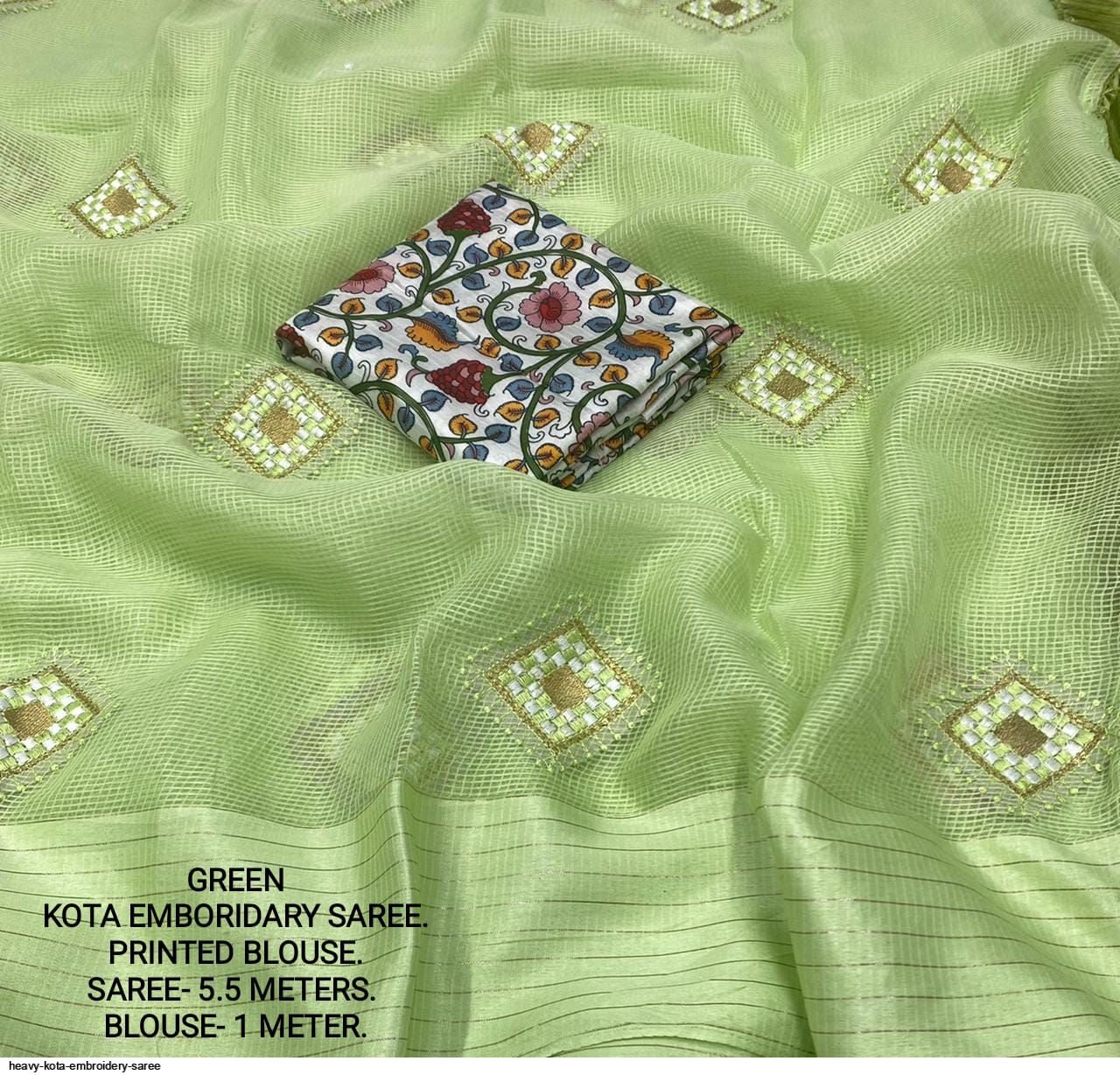 Buy Ivory Pure Banarasi Kota With Gold Embossed Print And Embroidery Kota  Saree-UNM72043 Online at Unnatisilks.com|UNM72043