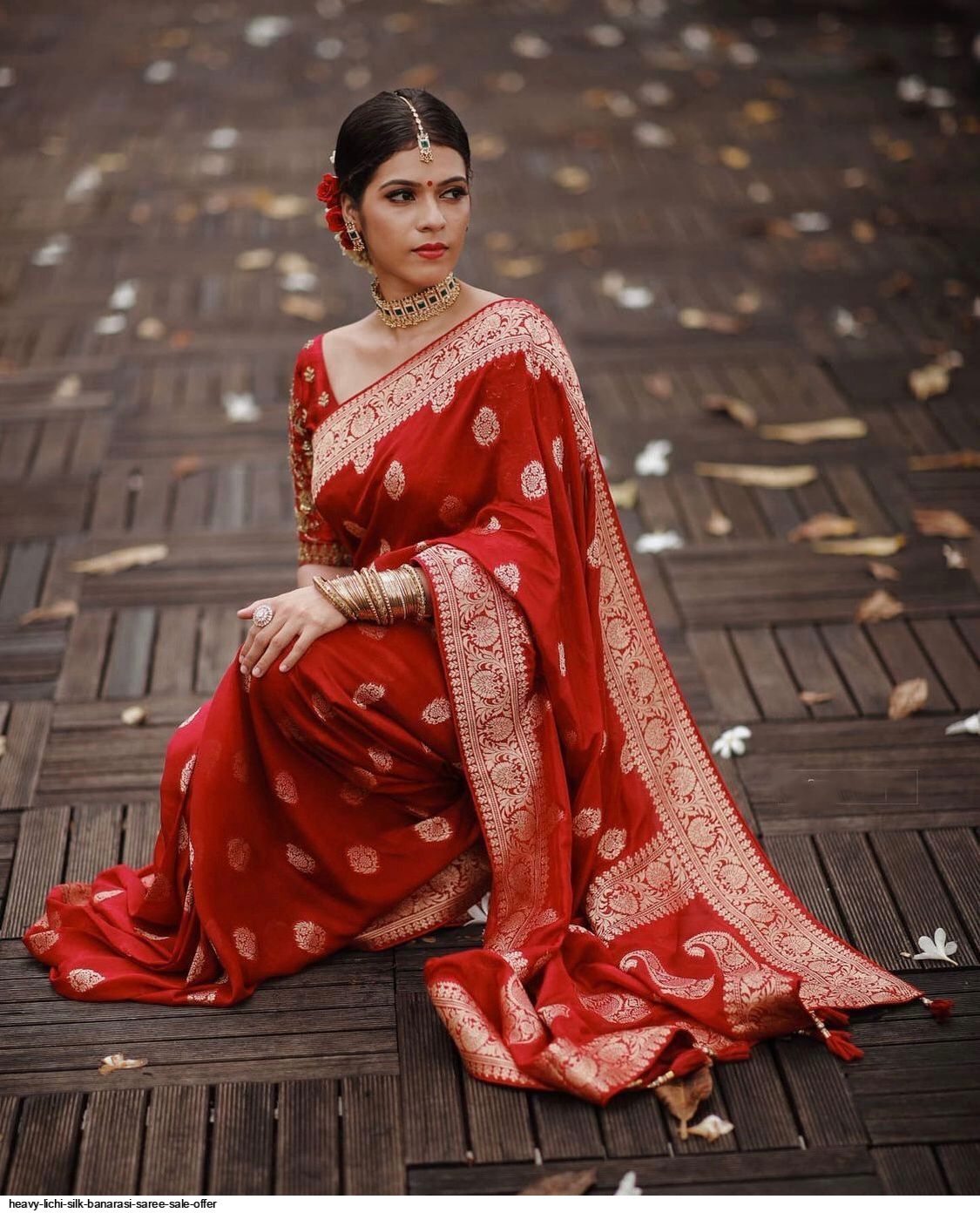 HEAVY LICHI SILK BANARASI SAREE SALE OFFER C