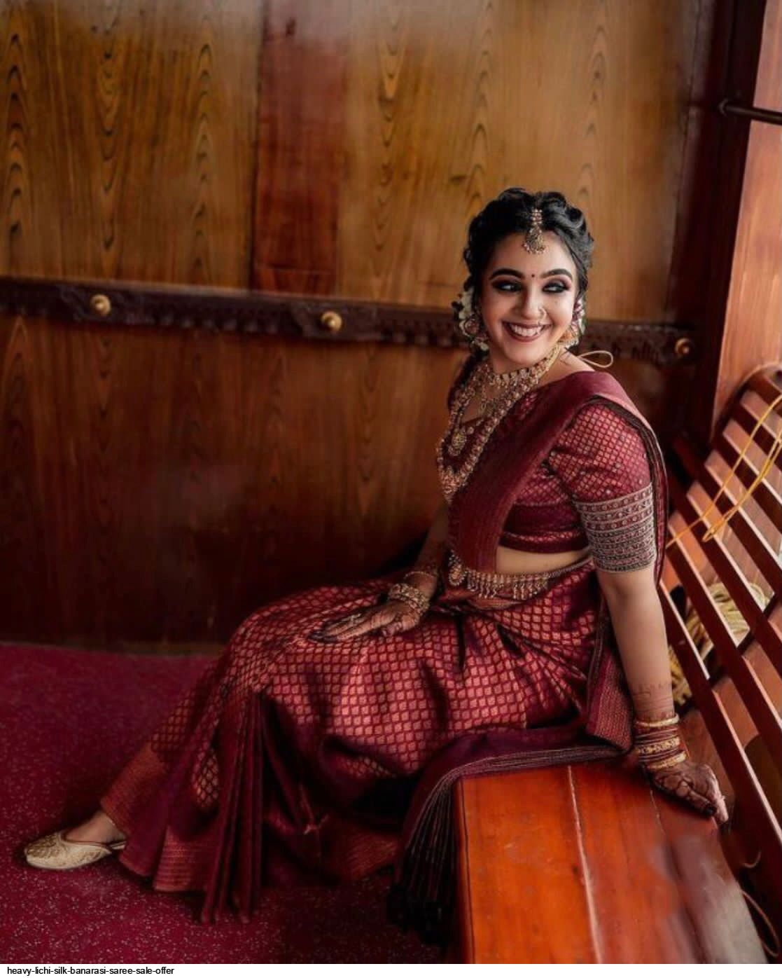 HEAVY LICHI SILK BANARASI SAREE SALE OFFER F