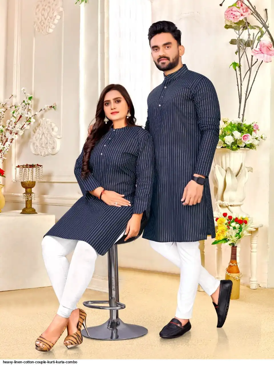 HEAVY LINEN COTTON COUPLE KURTI KURTA COMBO 1
