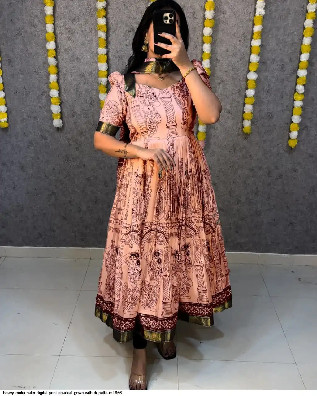 HEAVY MALAI SATIN DIGITAL PRINT ANARKALI GOWN WITH DUPATTA MF 666 F