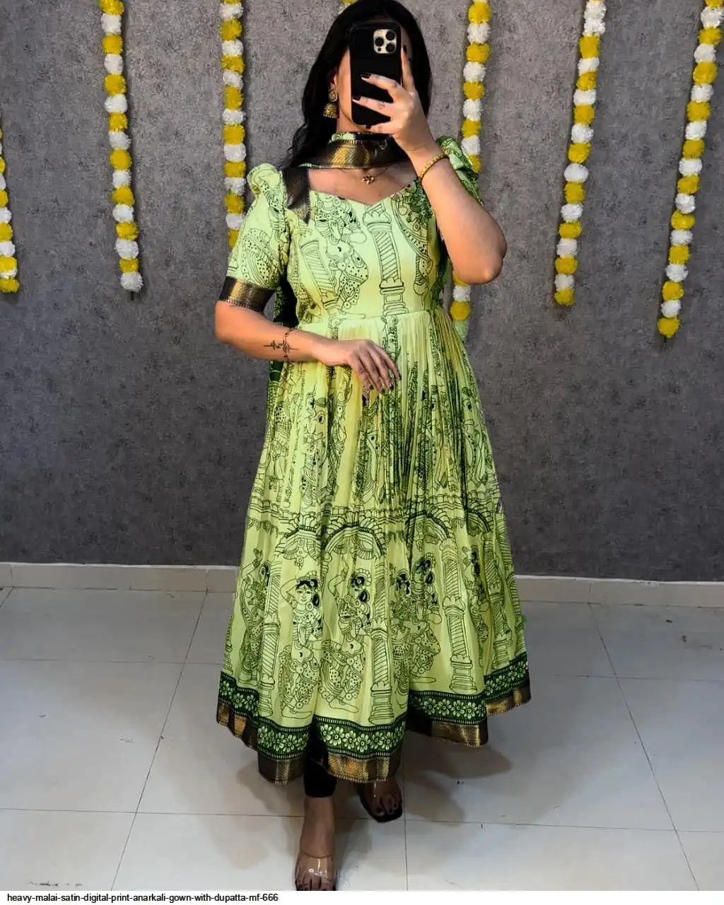HEAVY MALAI SATIN DIGITAL PRINT ANARKALI GOWN WITH DUPATTA MF 666 C