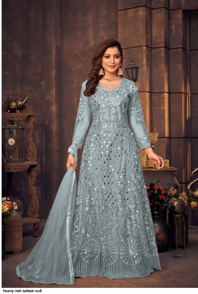 Full Sleeve Net Churidar Heavy Net Salwar Suit