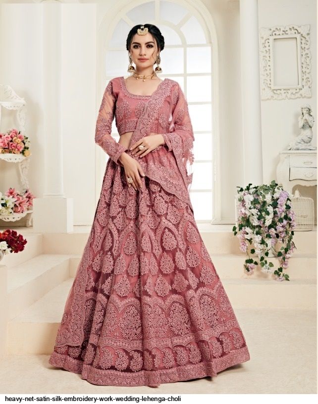 Pink Bridal Lehenga Choli With Heavy Embroidery