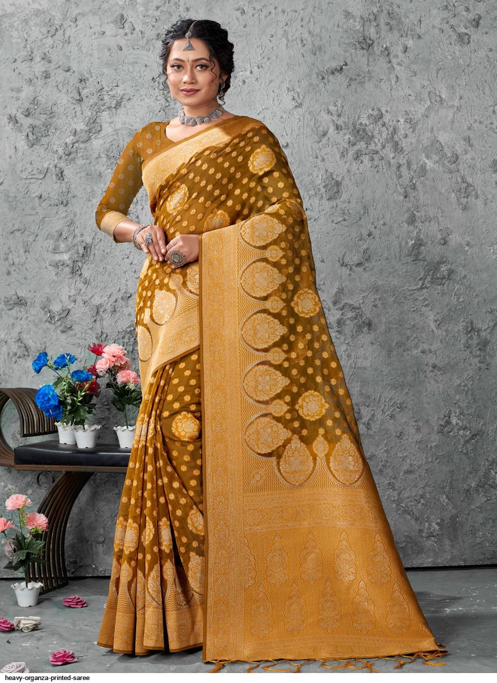 SANGAM HEAVY ORGANZA PRINTED SAREE 10134