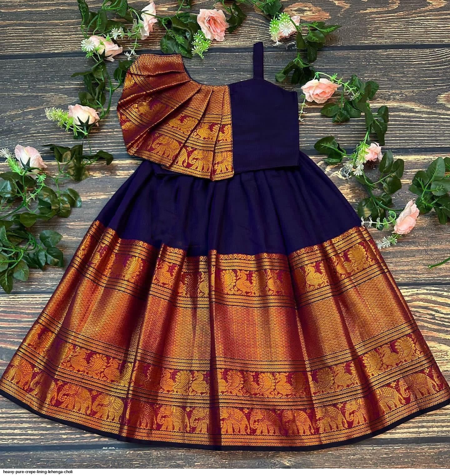 Buy Knockout Navy Blue Color Lining Silk Jacquard Banarasi Wedding Wear  Lehenga Choli | Lehenga-Saree