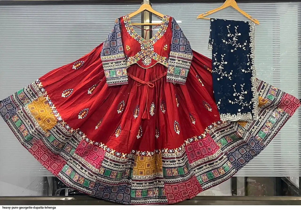HEAVY PURE GEORGETTE DUPATTA LEHENGA 3