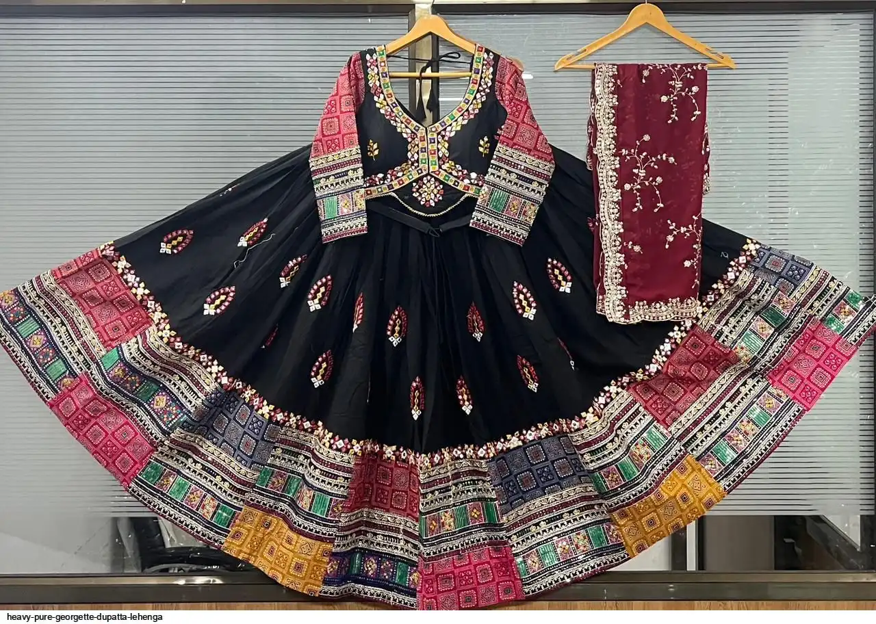 HEAVY PURE GEORGETTE DUPATTA LEHENGA 4