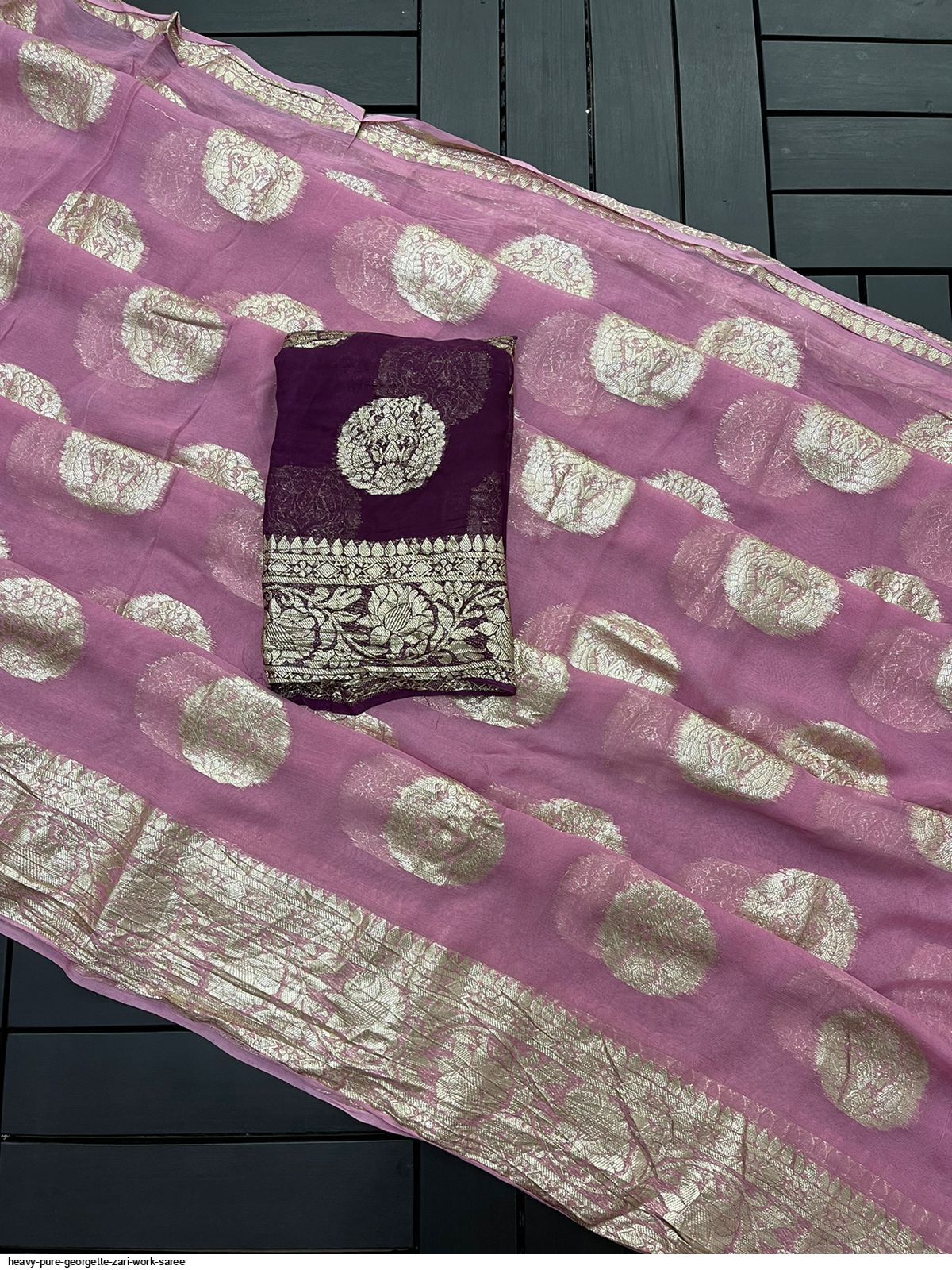 Red Handloom Banarasi Georgette Silk Saree Golden Zari Work - Etsy
