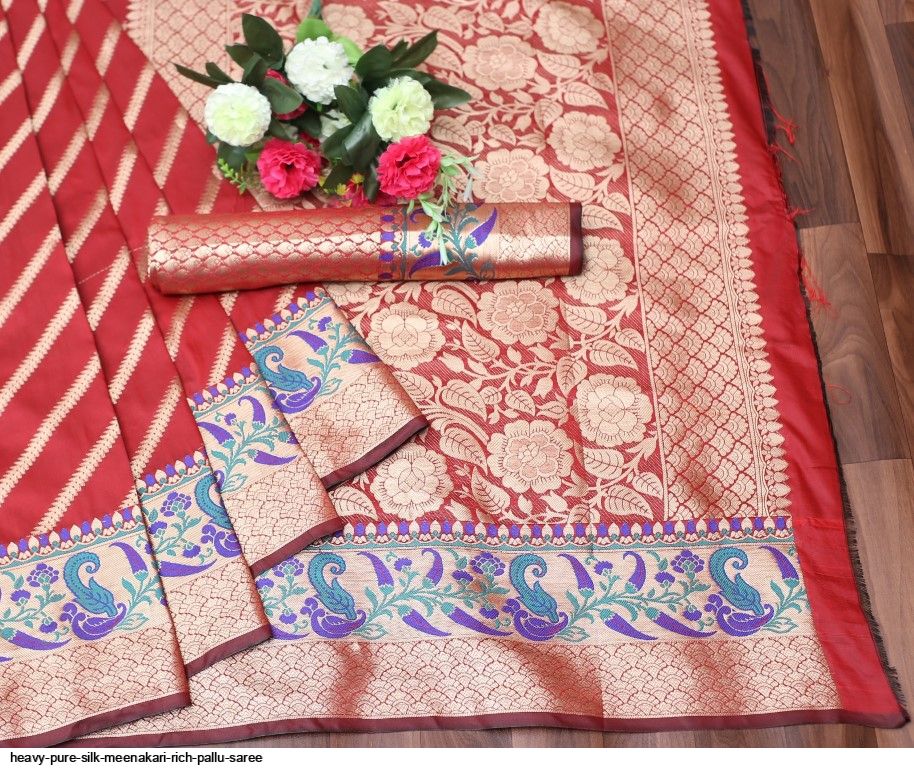 HEAVY PURE SILK MEENAKARI RICH PALLU SAREE