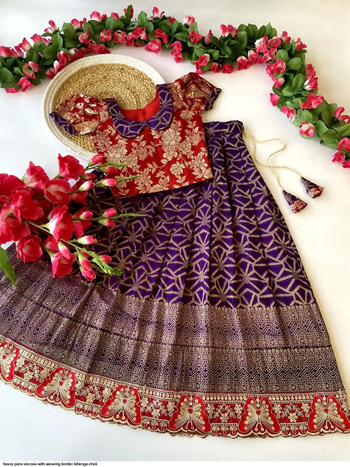 HEAVY PURE VISCOSE WITH WEAVING BORDER LEHENGA CHOLI B