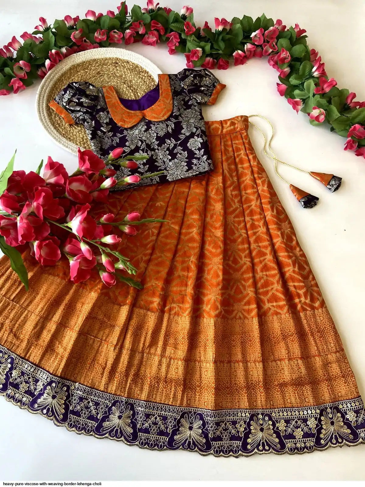 HEAVY PURE VISCOSE WITH WEAVING BORDER LEHENGA CHOLI C
