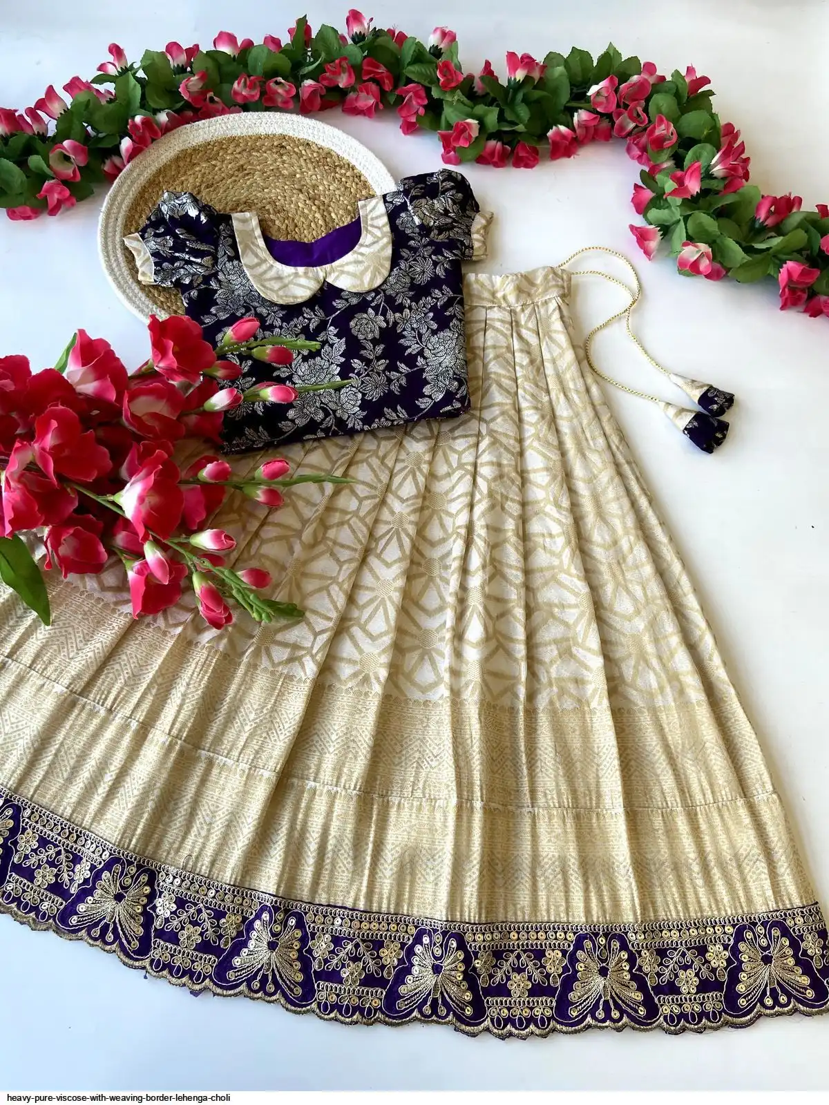 HEAVY PURE VISCOSE WITH WEAVING BORDER LEHENGA CHOLI D