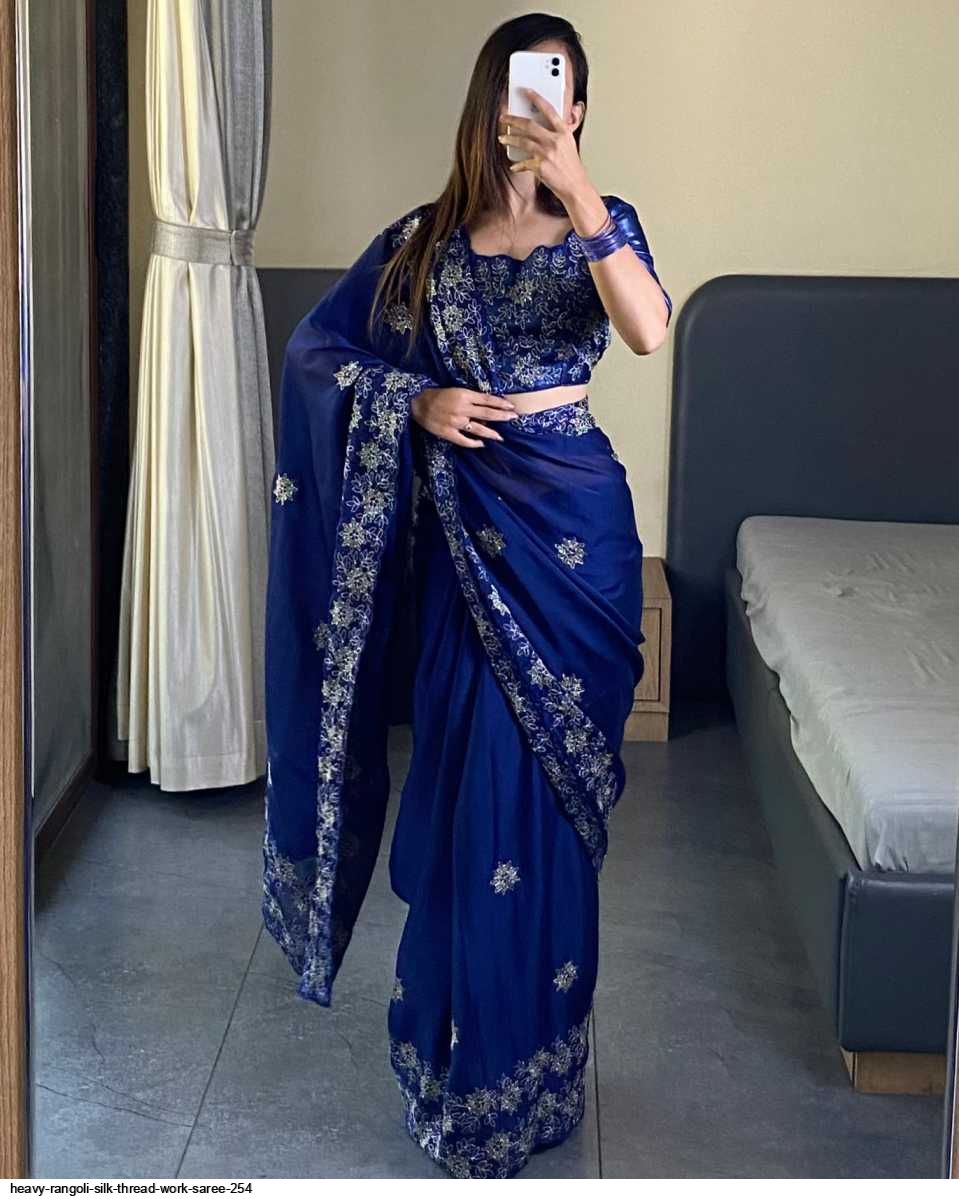 HEAVY RANGOLI SILK THREAD WORK SAREE 254