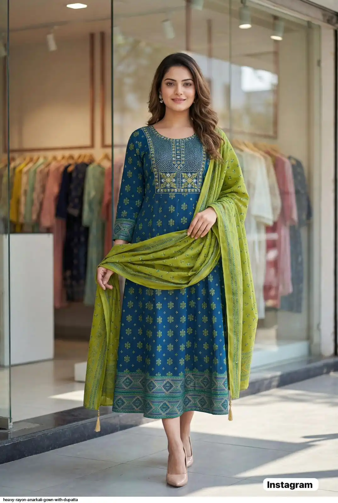 HEAVY RAYON ANARKALI GOWN WITH DUPATTA F