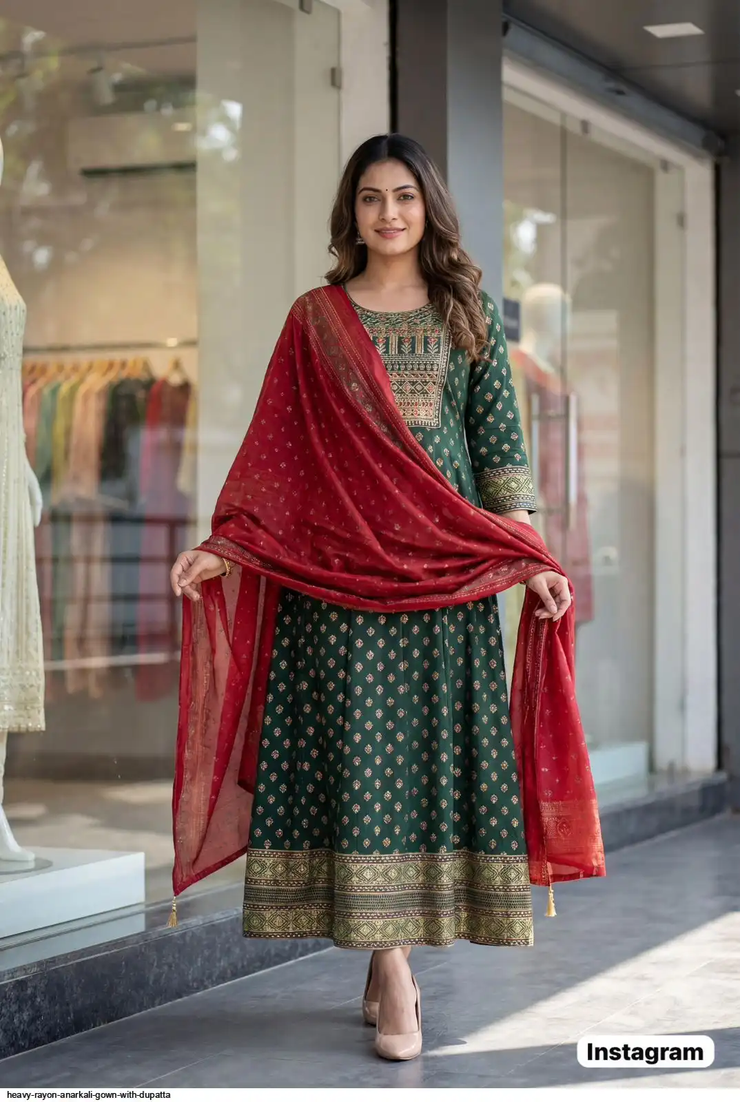 HEAVY RAYON ANARKALI GOWN WITH DUPATTA G