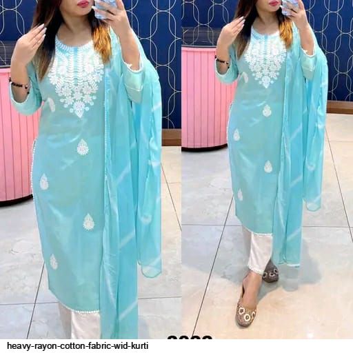 HEAVY RAYON COTTON FABRIC WID KURTI E