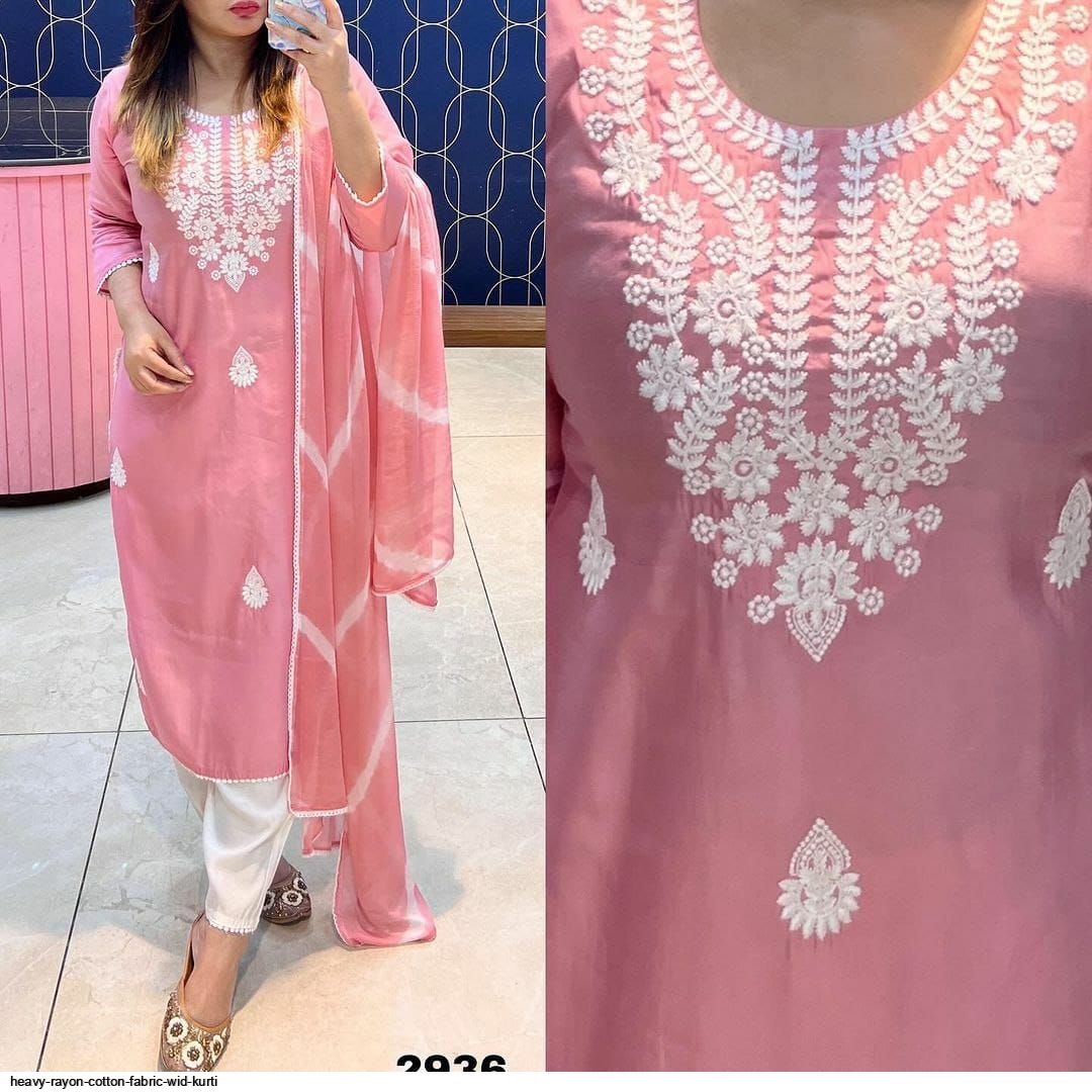 HEAVY RAYON COTTON FABRIC WID KURTI D