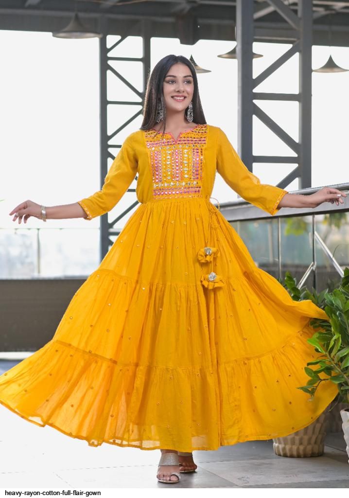HEAVY RAYON COTTON FULL FLAIR GOWN HEAVY RAYON COTTON FULL FLAIR GOWN