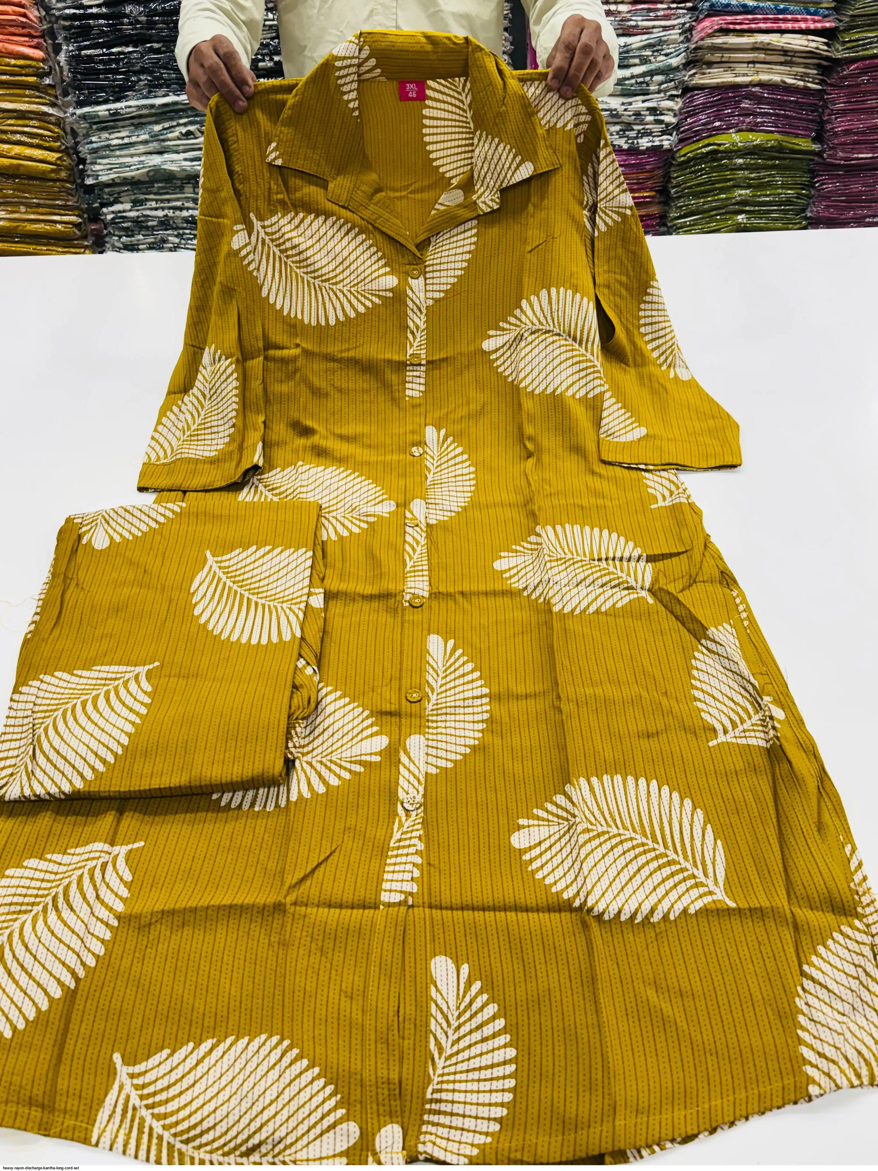 HEAVY RAYON DISCHARGE KANTHA LONG CORD SET 5