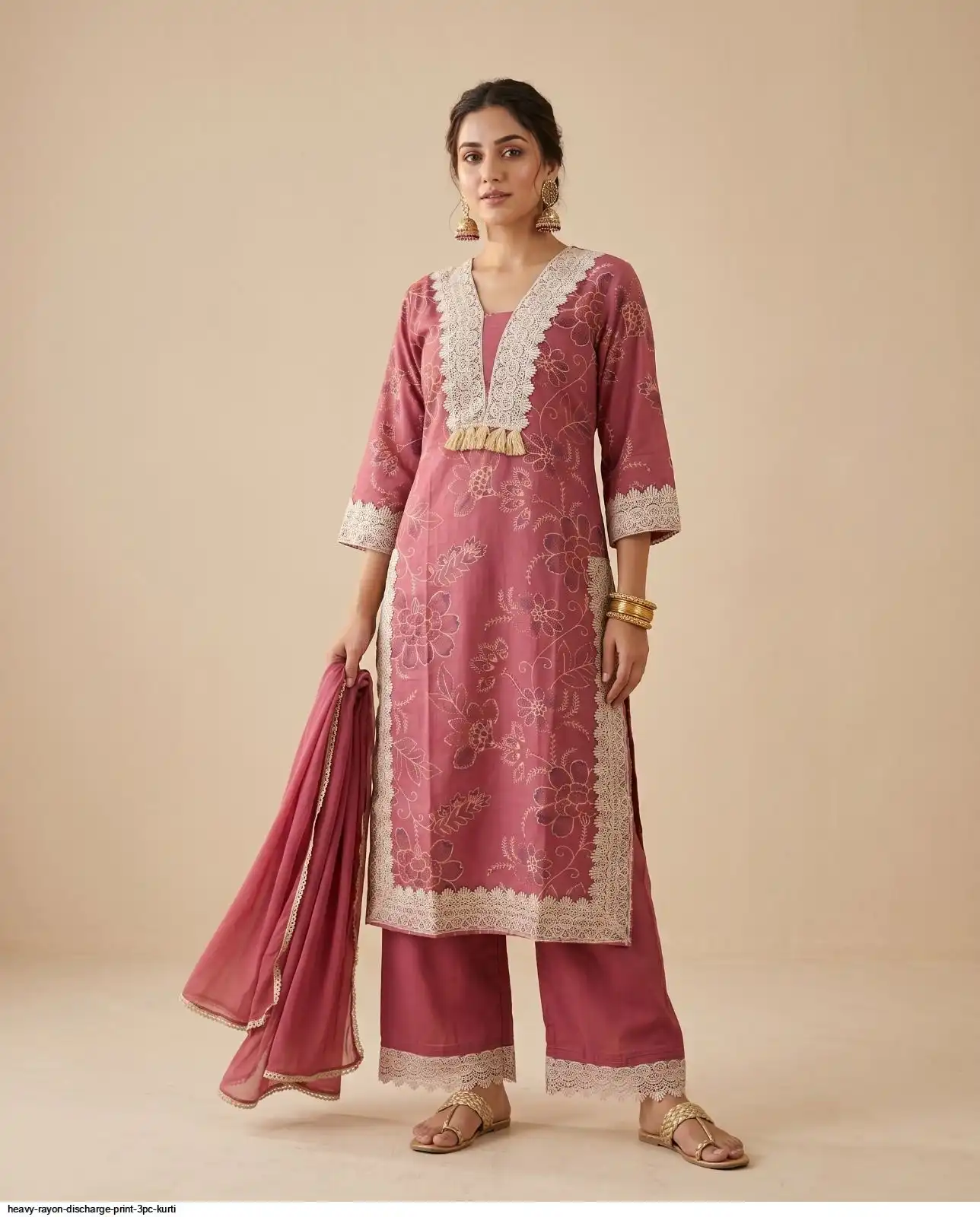 HEAVY RAYON DISCHARGE PRINT 3PC KURTI 6