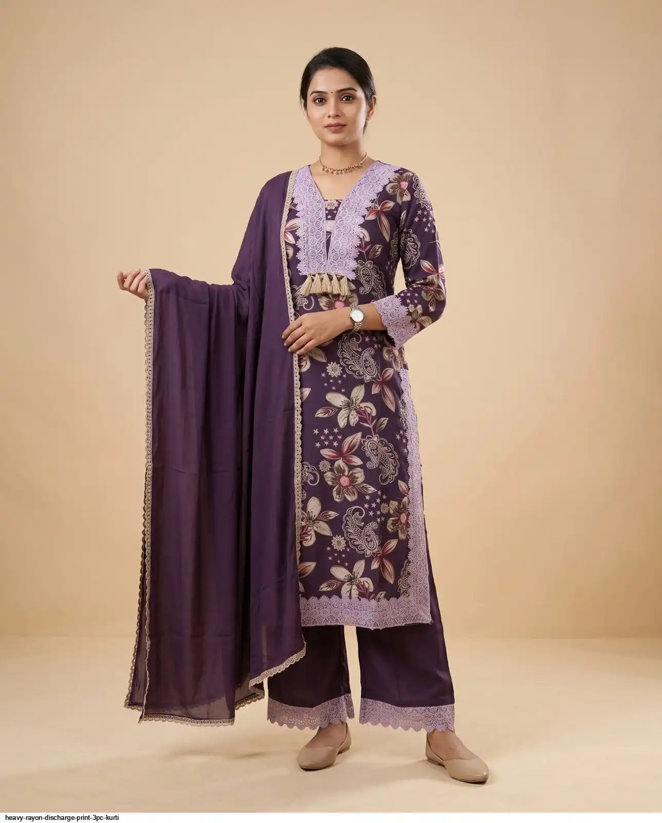 HEAVY RAYON DISCHARGE PRINT 3PC KURTI 5
