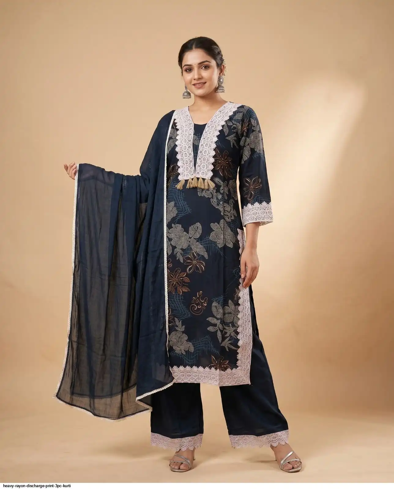 HEAVY RAYON DISCHARGE PRINT 3PC KURTI 8
