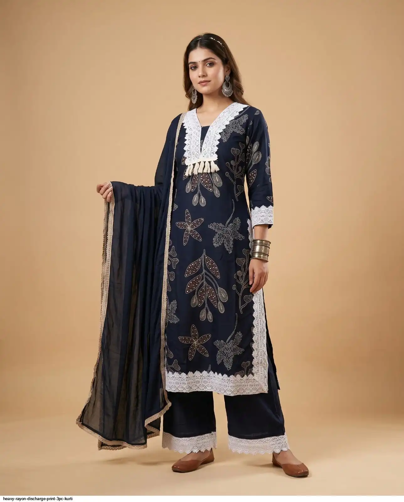 HEAVY RAYON DISCHARGE PRINT 3PC KURTI 10