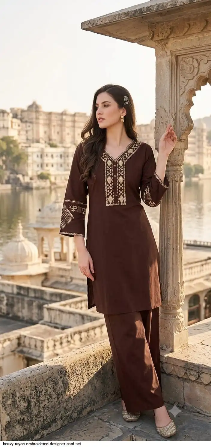 HEAVY RAYON EMBROIDERED DESIGNER CORD SET E