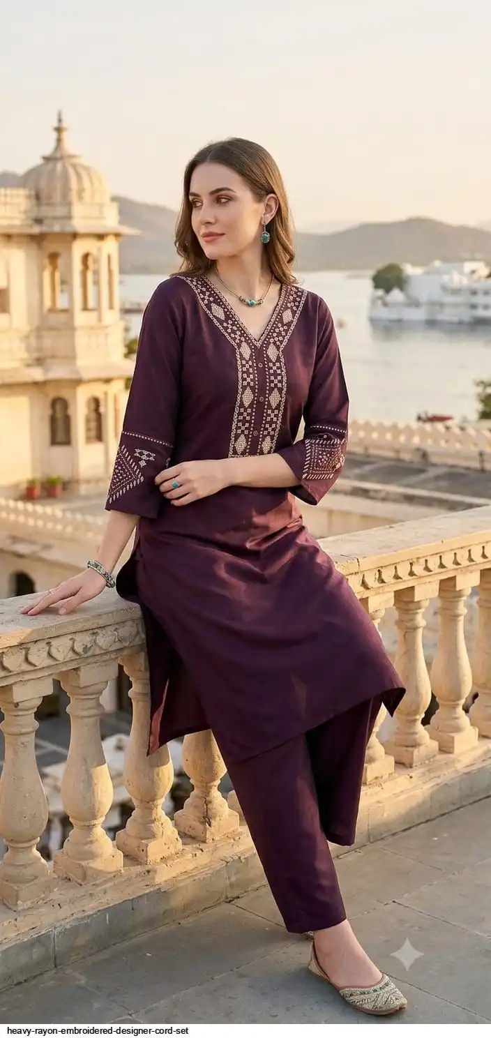 HEAVY RAYON EMBROIDERED DESIGNER CORD SET C