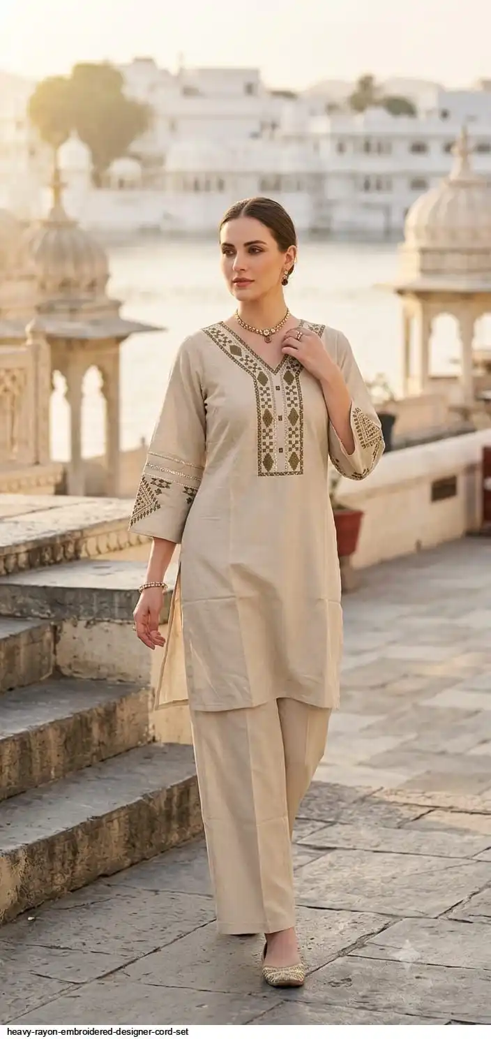 HEAVY RAYON EMBROIDERED DESIGNER CORD SET D