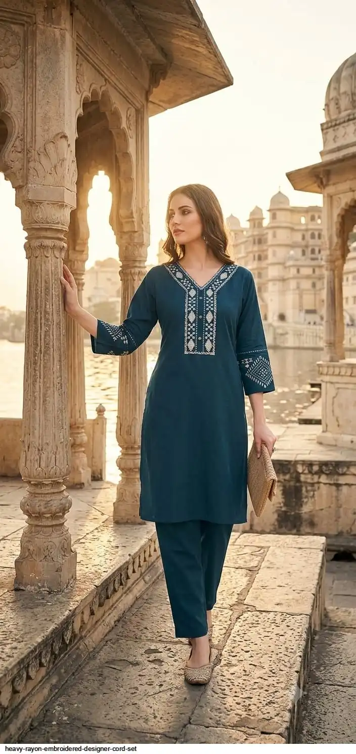 HEAVY RAYON EMBROIDERED DESIGNER CORD SET A