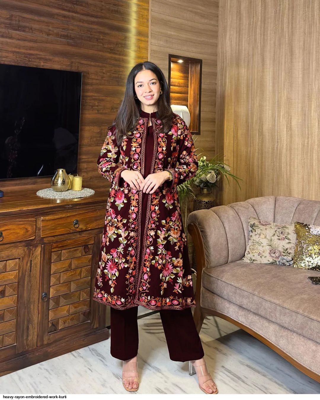 HEAVY RAYON EMBROIDERED WORK KURTI A