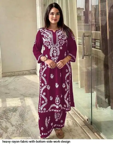 HEAVY RAYON FABRIC WITH BOTTOM SIDE WORK DESIGN 4