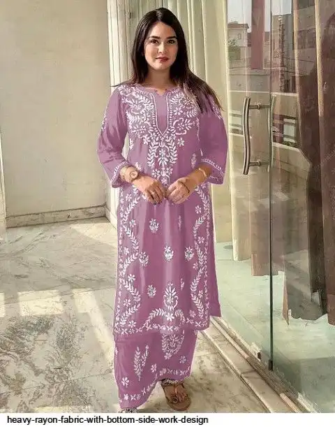 HEAVY RAYON FABRIC WITH BOTTOM SIDE WORK DESIGN 3