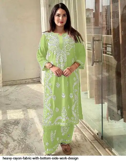 HEAVY RAYON FABRIC WITH BOTTOM SIDE WORK DESIGN 5