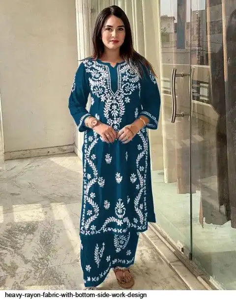 HEAVY RAYON FABRIC WITH BOTTOM SIDE WORK DESIGN 6