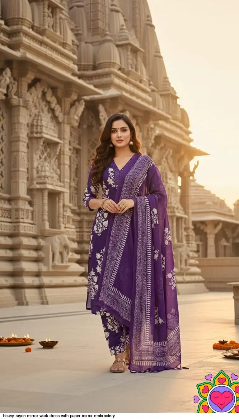 HEAVY RAYON MIRROR WORK DRESS WITH PAPER MIRROR EMBROIDERY 1