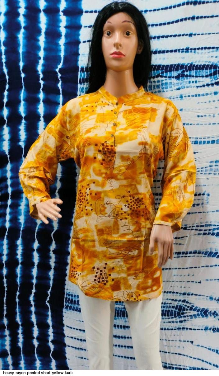 Yellow Simple Short Kurti Designs Design 27 Kaso Cotton Short