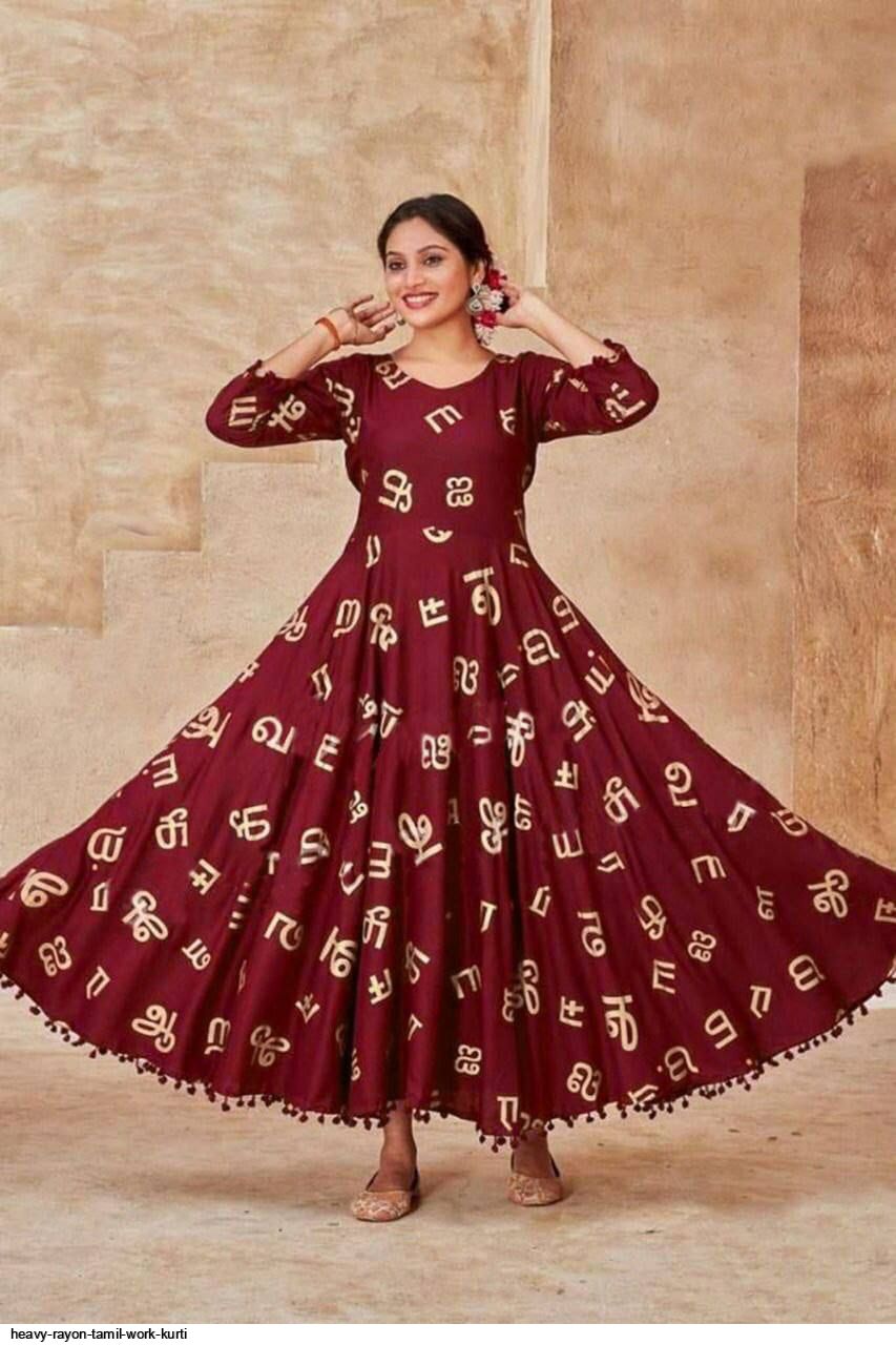 HEAVY RAYON TAMIL WORK KURTI