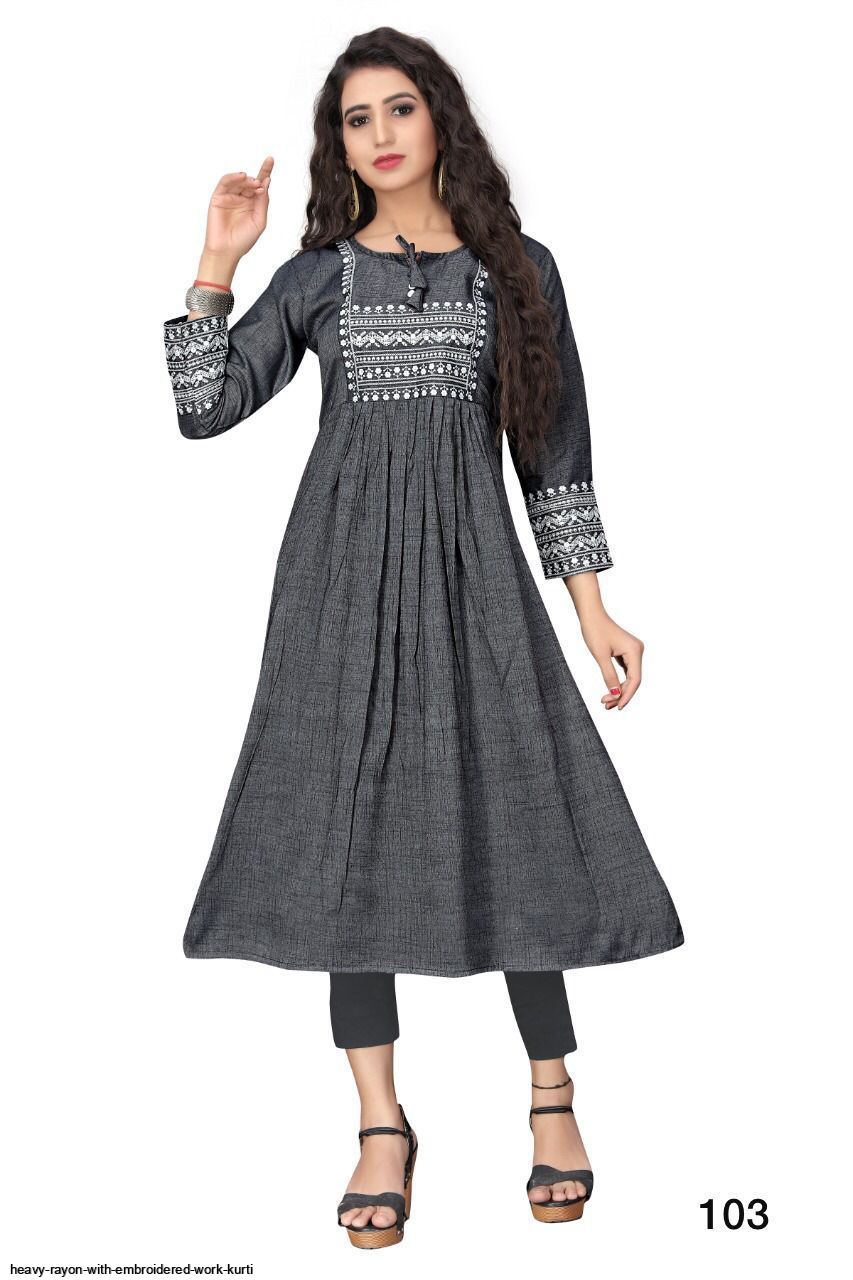 Heavy RAYON With Embroidered Work kurti