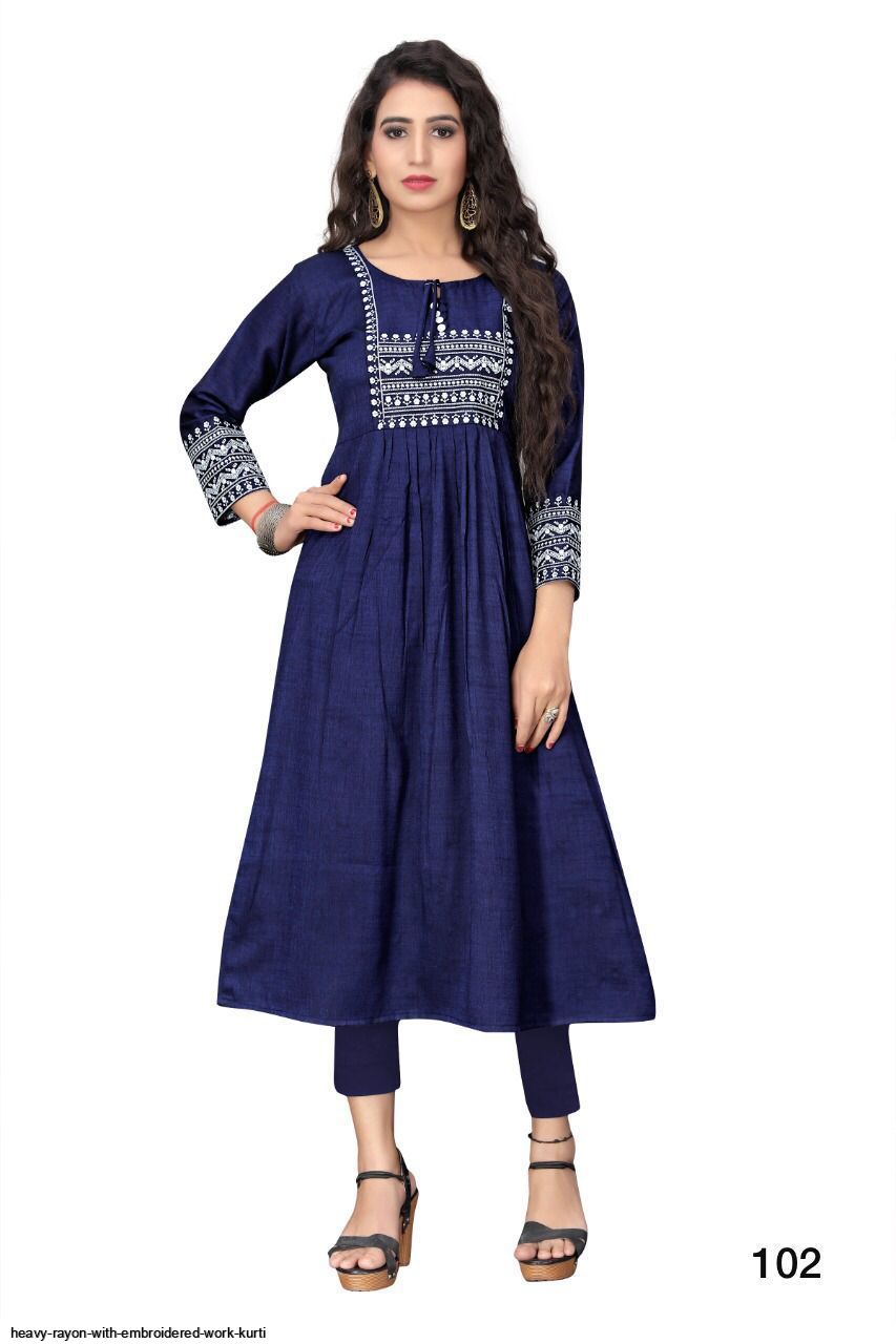 Heavy RAYON With Embroidered Work kurti