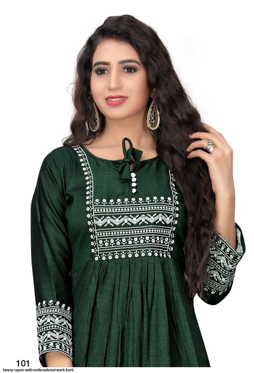 Heavy RAYON With Embroidered Work kurti